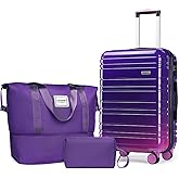 LARVENDER Luggage Sets 3 Piece, 20 Inch Carry on Luggage 22x14x9 Airline Approved Hardside PC+ABS Suitcase Set with Spinner Wheels TSA Lock, Lightweight Luggage Set for Women, Midnight Berry
