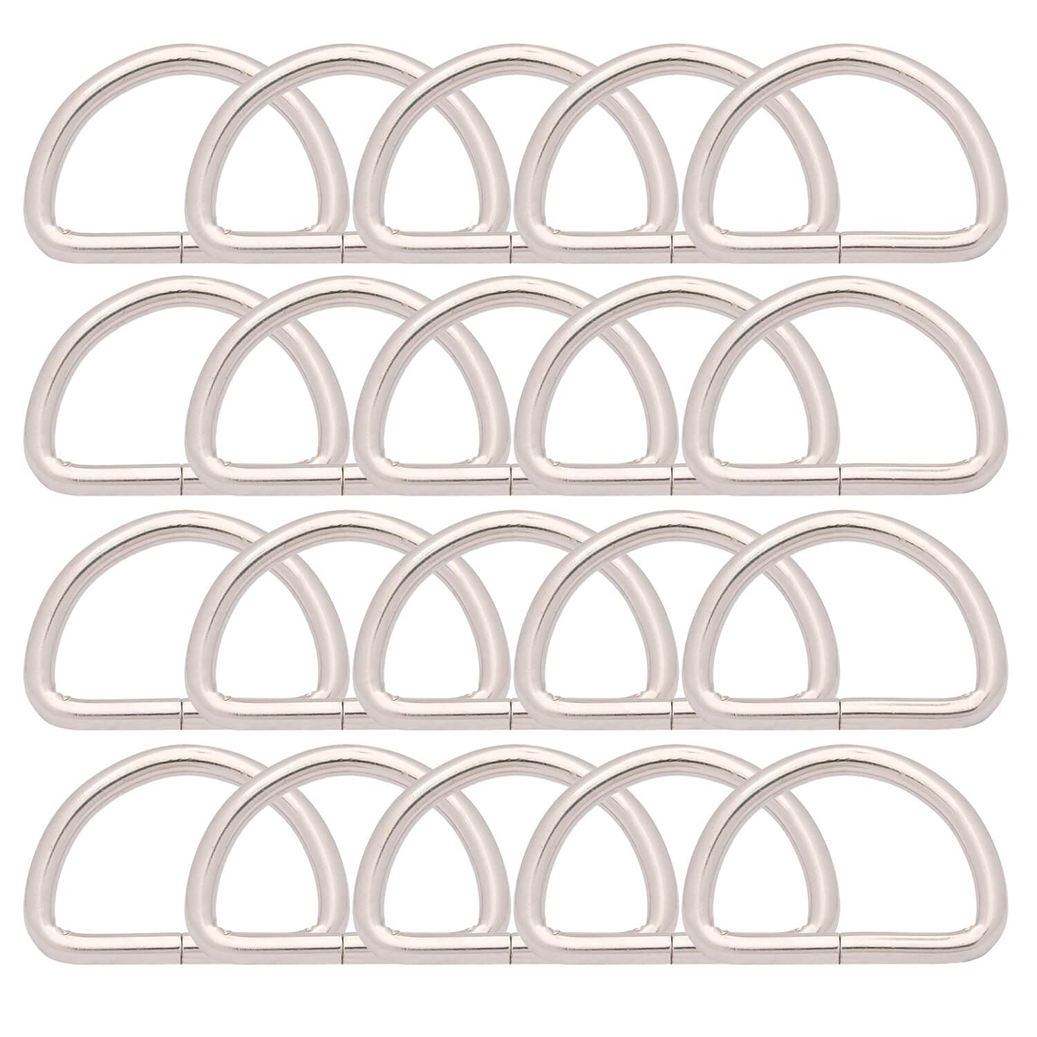 BIKICOCO Metal D-Rings Buckle, 1-1/4 Inch Non-Welded for Webbing Sewing DIY - Silver - Pack of 20