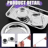 Swpeet 5Pcs Magnetic Tool Tray Holder Kit w/ Pickup Tool Round Square Stainless view 5