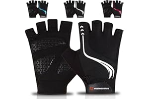 WESTWOOD FOX Cycling Gloves for Men Women, Breathable Half Finger Mountain Bike Gloves with Anti-Slip, Shock Absorbing Padded