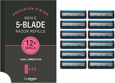 by Amazon Men 5 Blade Razor Replacement Cartridges Pack of 12