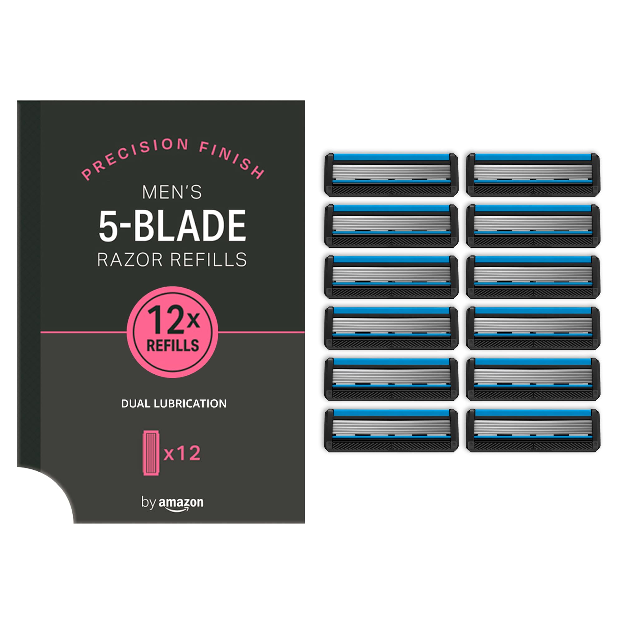 by Amazon Men 5 Blade Razor Replacement Cartridge, Pack of 12 pieces