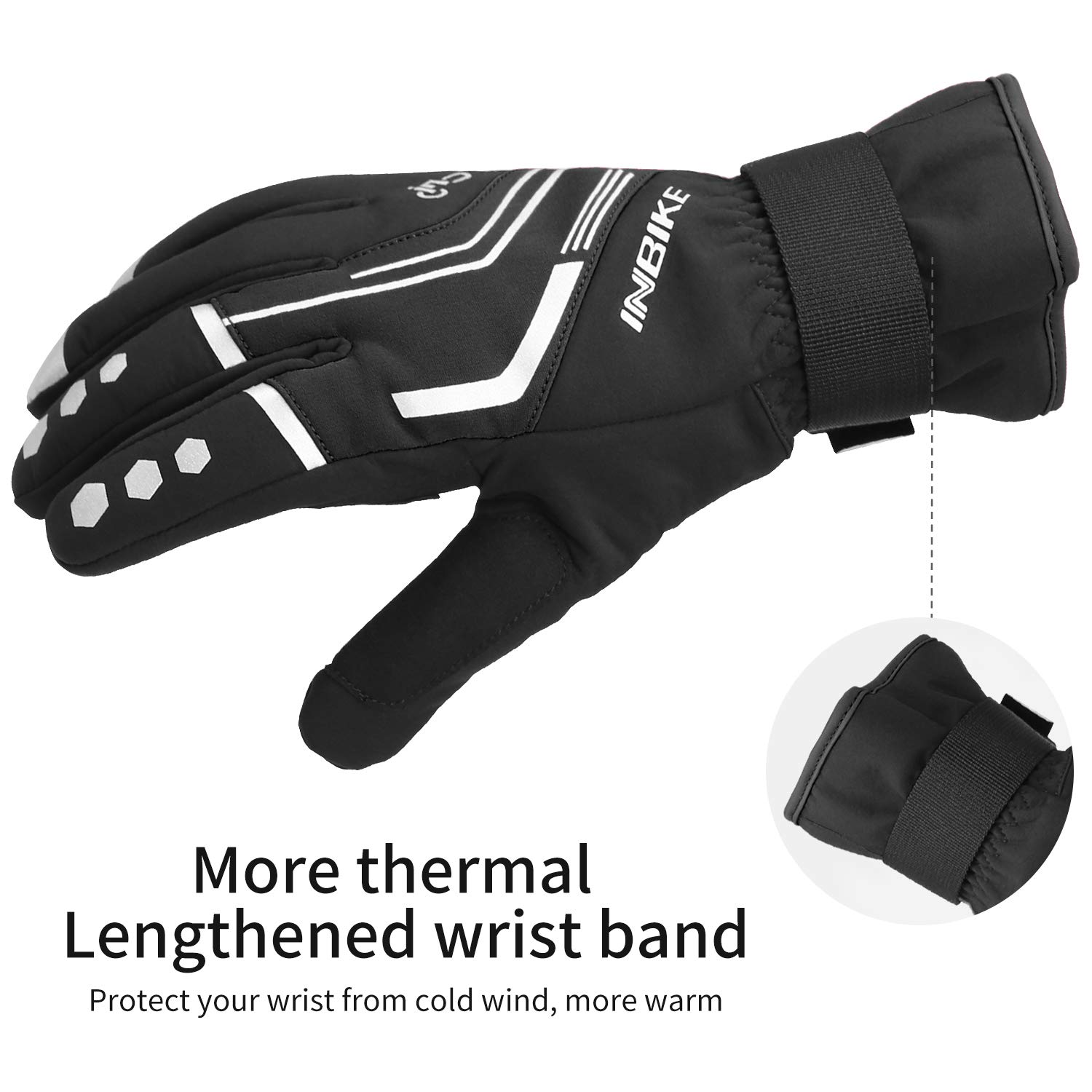 INBIKE Cycling Gloves for Men Winter Windproof Reflective Thermal Gel