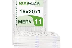 BOOGUAN 16x20x1 Air Filter MERV 11 Pleated HVAC AC Furnace Air Filters Replacement | 6-Pack