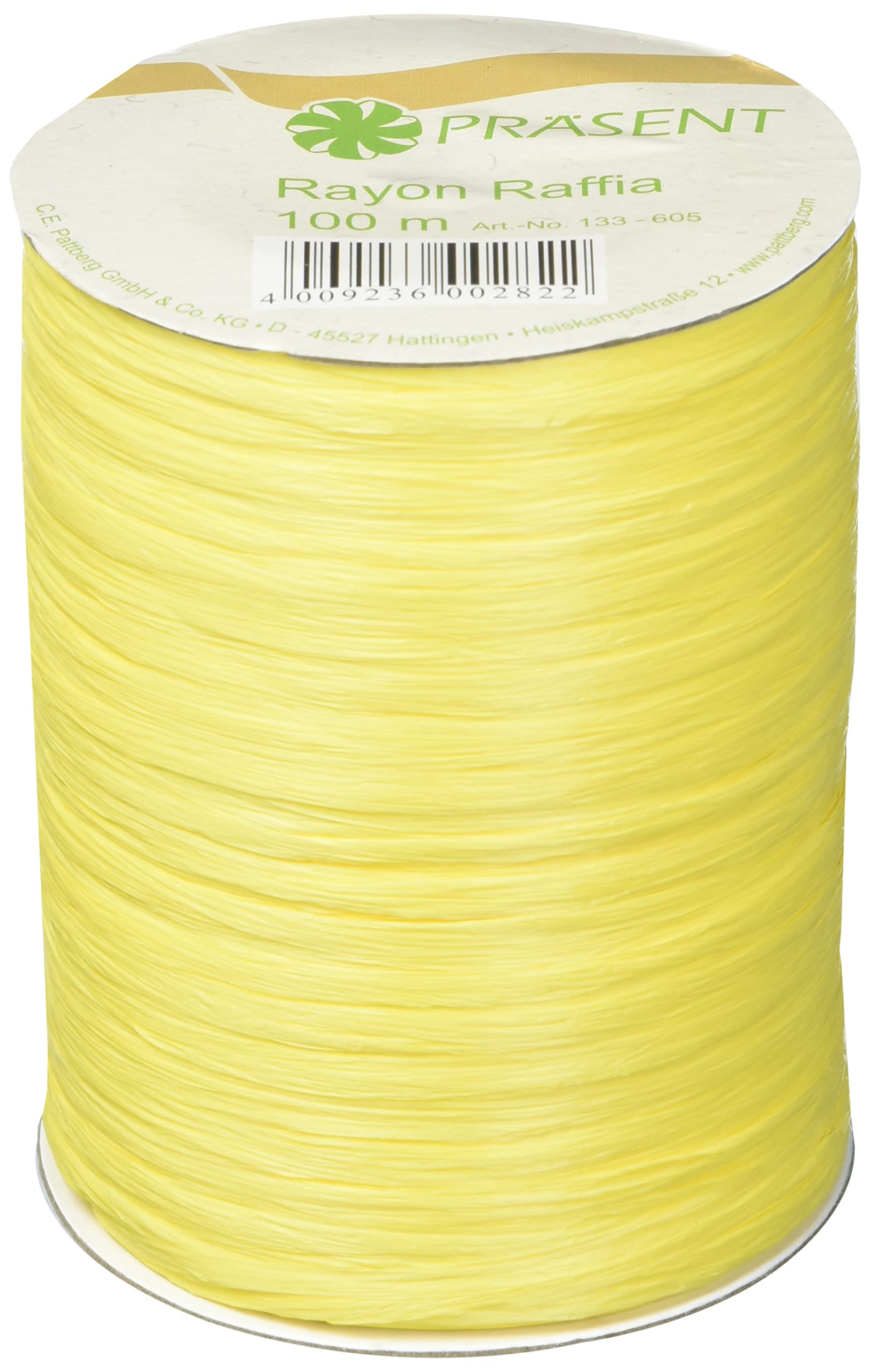 PRÄSENT - Rayon Raffia Biodegradable Ribbon Yellow 100 meter spool