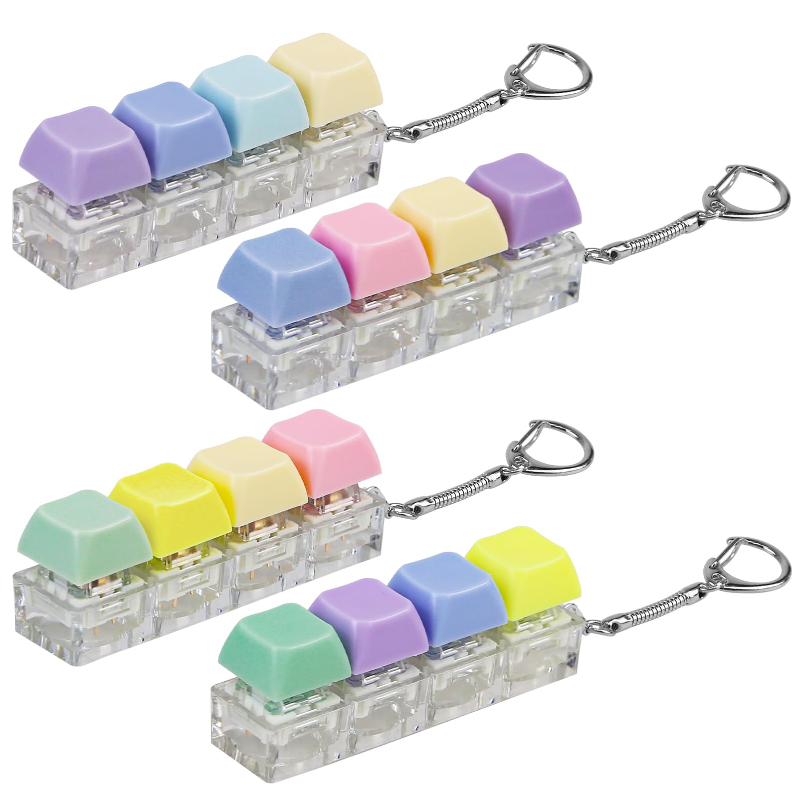 4PCS Keyboard Fidget Toys - Fidget Keyring Button Keyboard Fidget Keychain Clicker 4 Keys Decompression Toys Funny Stress Relief Portable Fidgets Keyboard (style 5)