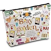 ENSIANTH Movie Makeup Bag Golden Dorothy Sophia Blanche Rose Fans- Zipper Travel Bag Friendship Zipper Travel Bag (Golden MU)