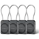 PROfezzion 4-Pack Secure Air Tag Holder with Metal Wire Cable for Luggage, IPX8 Waterproof Hard Shell Hidden Air Tag Case with Allen Key Locking System for Travel Suitcase, Backpack, Keys, Pets & More