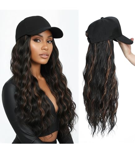 Amazon.com : Beanie Hat Wig - 27'' Long Straight Synthetic Hair