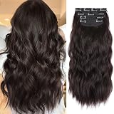 AliLeader 20in Dark Brown Clip In Hair Extensions 4pcs Synthetic Curly