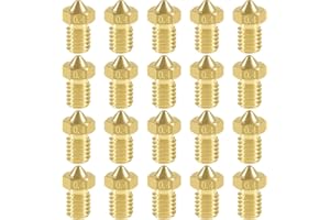 Aokin 20 Pcs Extruder Nozzles 3D Printer Brass Nozzles for E3D V5 V6 0.4mm for 1.75mm Filament 3D Printer
