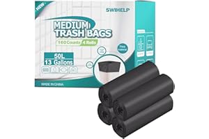 SWIHELP Tall Kitchen Trash Bags 13 Gallon Garbage Bags 50 Liters Plastic Trash Can Liners Waste Basket Bin Liners for Home Of