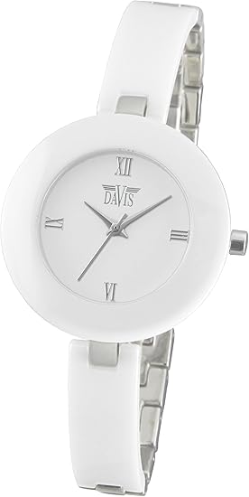 Amazon Davis 1851 レディース白エレガントなデザインのセラミック腕時計 Ladies White Elegant Design Ceramic Watch レディース腕時計 腕時計 通販