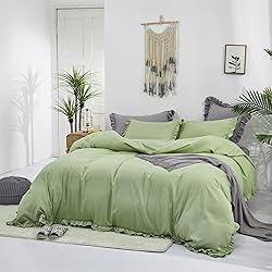 CLOTHKNOW Green Ruffles Comforter Set Full 3Pcs