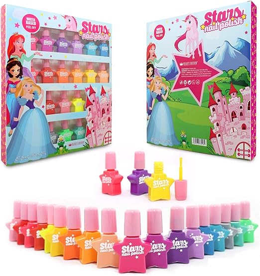Princess Water Based Nail Polish Set PeelOff Set 18 Bottles 18 Colours