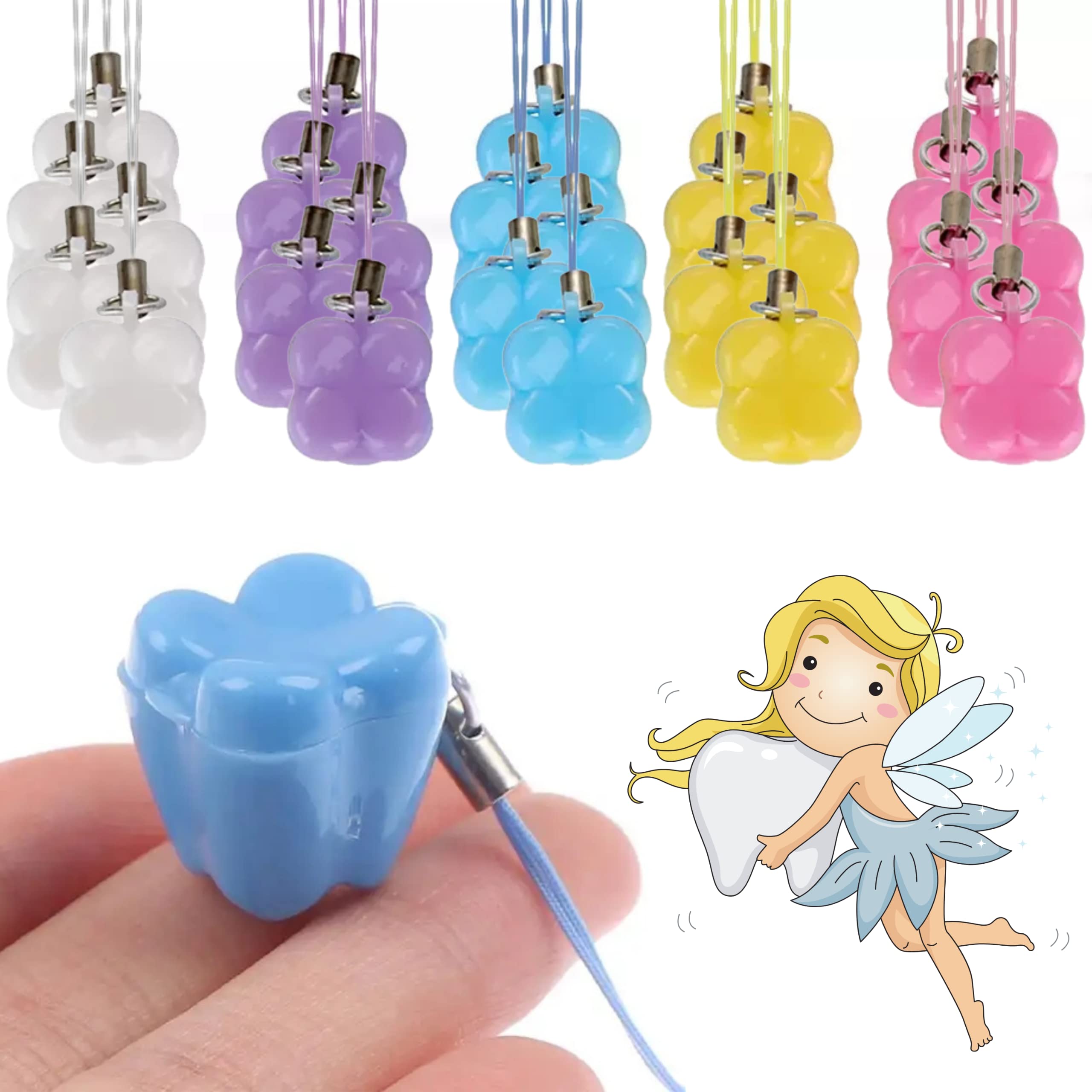 Killer's Instinct Outdoors 25PCS Tooth Holders for Kids Keepsake – Multicolor Plastic Tooth Necklace for Lost Teeth Tooth Cases for Milk Tooth Baby Tooth Boxes for Lost Teeth for Kids
