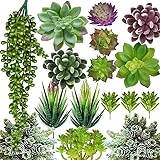 Anoak Artificial Succulent Plants - 16 Pcs Set Faux Succulents Unpotted Fake Succulent Plants, Premium Crafting DIY Floral De