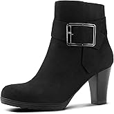 mysoft Women's Booties with Heel, Chunky Stacked Heel Zipper Ankle Boots for Ladies