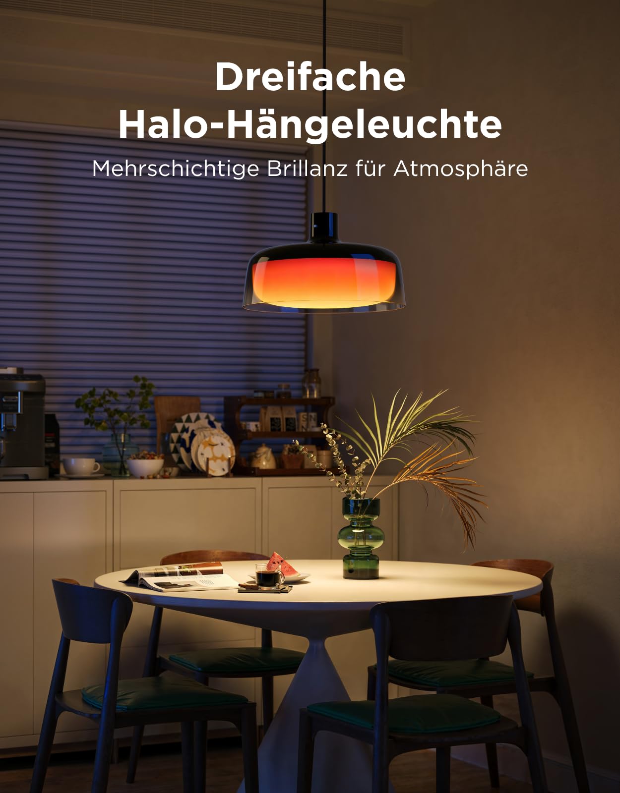 Govee Pendelleuchte, Smart RGBIC und Weißlicht-Hängelampe Esstisch, Drei Lichtringe Segmentierungskontrolle Pendant Light, Dimmable Esszimmerlampe Funktioniert mit Matter für Küche Esstisch 7