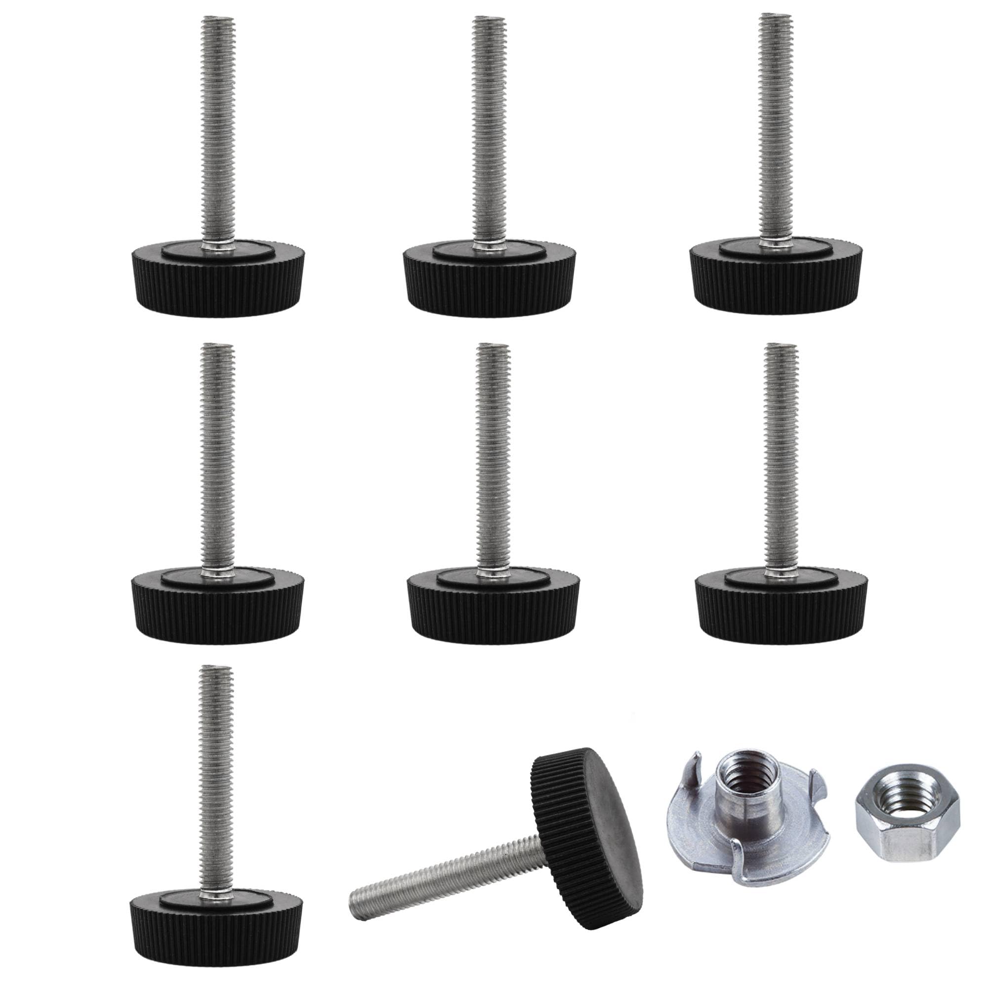 SKIR'CO 8 pcs, Furniture Leveling Feet M5 x 30 mm, Adjustable Round Legs 25 mm Diameter, M5 Thread Leveler Foot (Nuts Included)