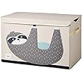 3 Sprouts Large Toy Chest for Kids with Lid and Handles - Collapsible Toy Storage Bin/Trunk/Box/Basket Organizer for Boys & Girls Playroom, Nursery, Sloth