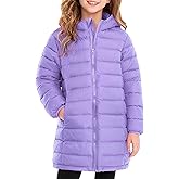 Enlifety 4-11T Girls Winter Coat Long Lightweight Hooded Puffer Jacket