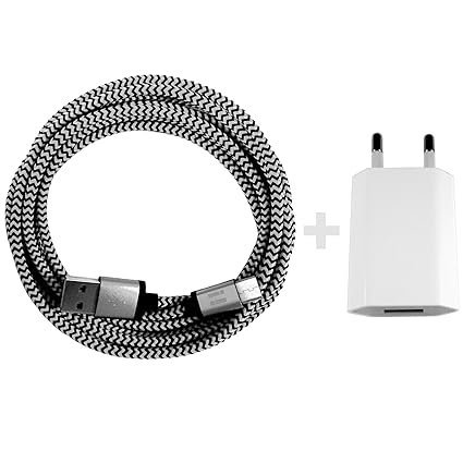 [i!®] USB Netzstecker 5V/1A + 2m Premium Nylon USB-C Typ C 3.1 Ladekabel Datenkabel SET kompatibel mit [Nexus 5X, Nexus 6P, O