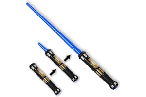 MewduMewdu Light up Saber Toy (Fully Retracted) With Electronic Lights & FX Sound Effect for Kids and Adults, LED Expandable Sword Toy for Party, Halloween, Holiday, Birthday Gift (Blue)