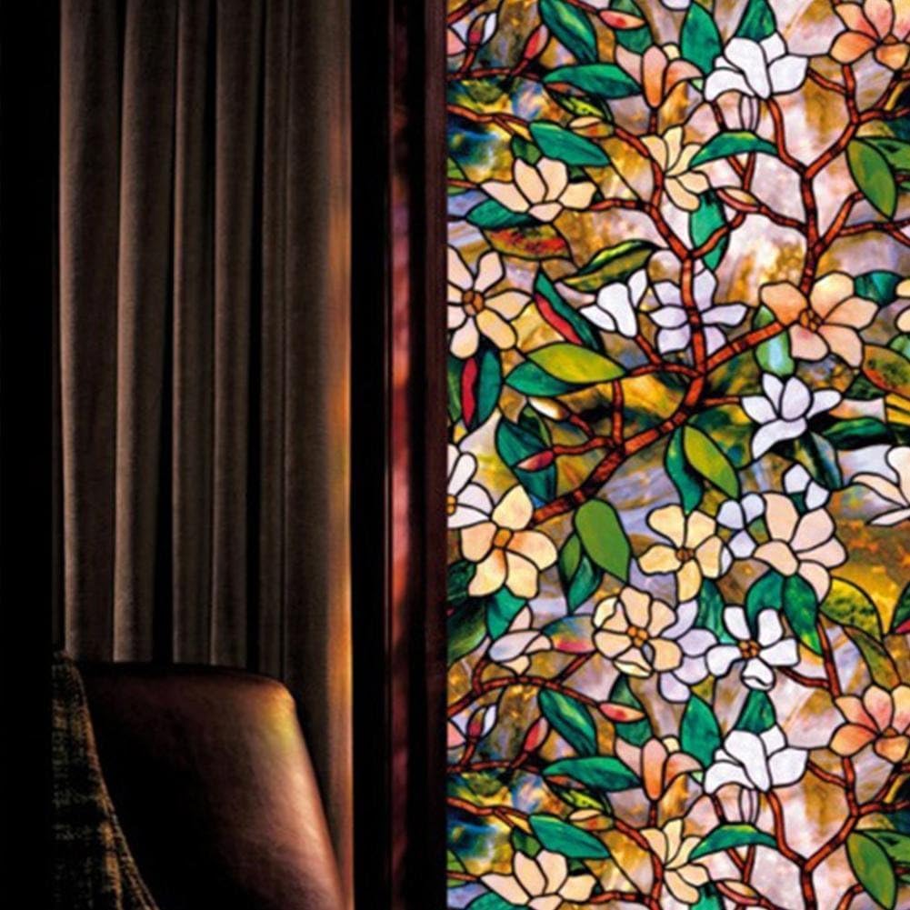 45x100cm Static Cling Cover Stained Flower Window Film Glass Privacy Home Decor
