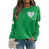 Susongeth St. Patrick's Day Sweatshirt for Women Irish Shamrock Pullover Shirts Tops Raglan Sleeve Lucky Leaf Clover Shirt