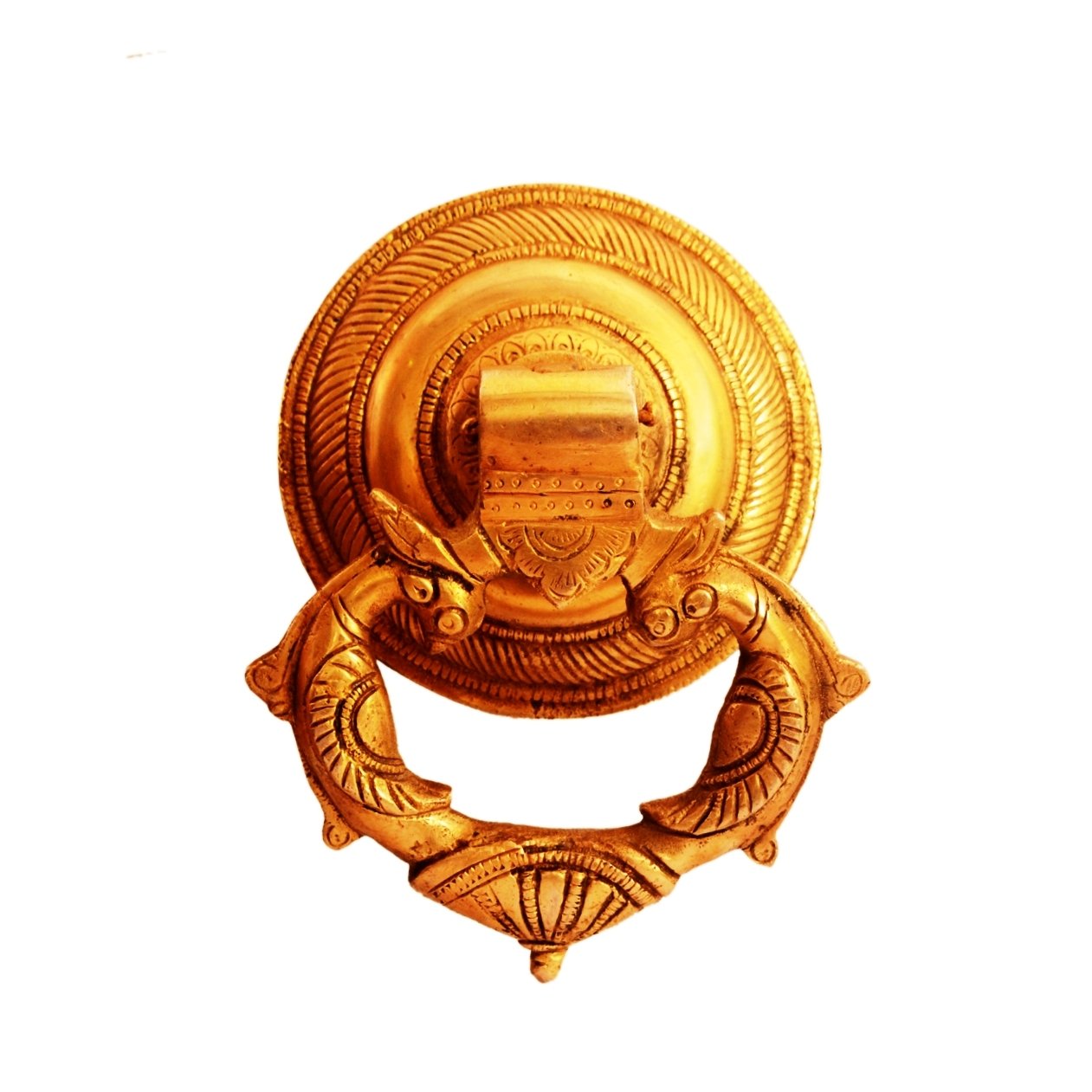 Purpledip Brass Door Knocker Drawer Pull Ring Handle Knob 'Royal Touch' (11134)