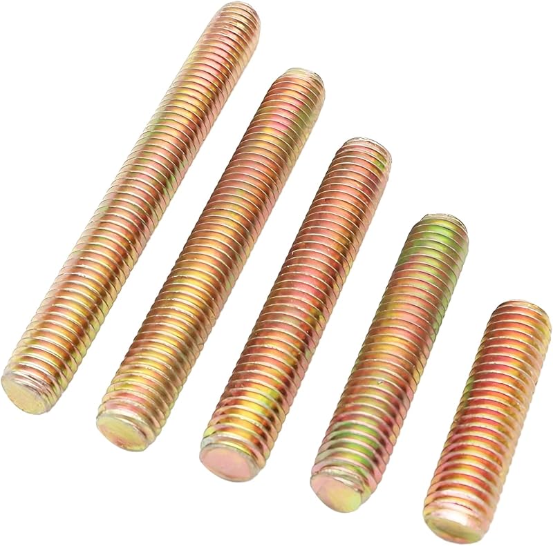 Qrity M10 x 60mm Carbon Steel Full Threaded Rods Bar Studs Coloured Zinc 10Pcs