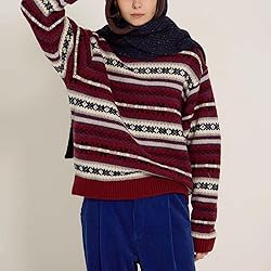 Women Y2K Argyle Striped Pullover Sweater Casual
