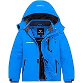 FARVALUE Boys Waterproof Ski Jacket Windproof Winter Coat Warm Snow Coat Outdoor Raincoats Hooded Windbreaker