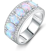 Barzel Oval-Cut Created White Opal & Cubic Zirconia Ring (Comes in Rose & White Gold Plated)