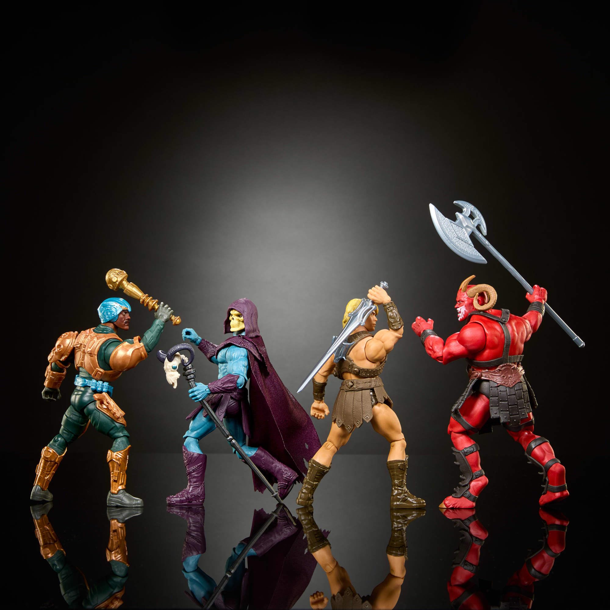 Masters of the Universe Actionfigur-Spielzeug Viererpack, ca. 14 cm, detailgetreu zum Film von 2026 mit 1 exklusivem Inhalt, 14 Bewegungspunkte, Galitzine Elba Björnsson, JKJ33 4