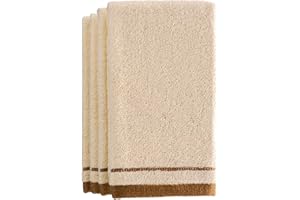 Creative Scents Cotton Fingertip Towels Set - 4 Pack - 11 x 18 Inches Decorative Extra-Absorbent and Soft Terry Towel for Bathroom - Powder Room, Guest and Housewarming Gift (Cream and Brown)