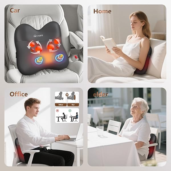 BACK MASSAGER WITH HEAT, CORDLESS BACK AND NECK MASSAGE FOR PAIN RELIEF DEEP TISSUE, 4D SHIATSU AND PERCUSSION MASSAGE PILLOW, LOWER BACK MASSAGER FOR OFFICE,GIFTS FOR CHRISTMAS WOMEN MEN, BLACK