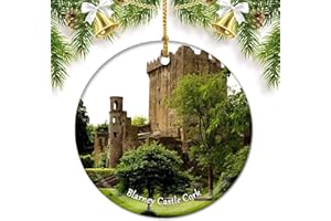 UMSUFA Ireland Blarney Castle Cork Christmas Ornaments for Tree Ceramic Pendant Double Sided Ornament Decor Xmas Gifts Porcelain Travel Souvenirs