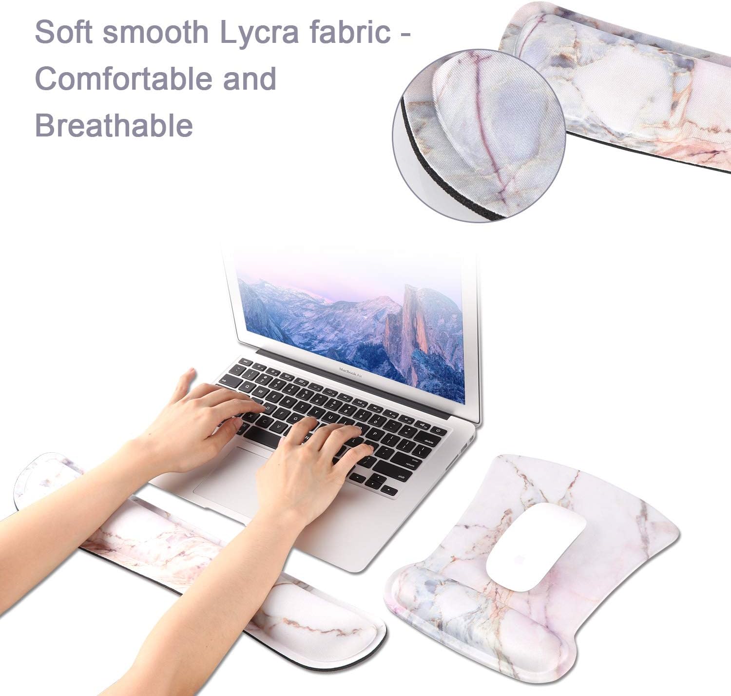 iLeadon Keyboard Wrist Rest Pad and Mouse Wrist Rest Support Mouse Pad Set, Non Slip Rubber Base Wrist Support with Ergonomic Raised Memory Foam for Easy Typing & Pain Relief, Colorful Marble : Office Products