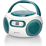 Byron Statics Portable CD Boombox with AM/FM Radio, Top Loading CD, 1W RMS x 2 Stereo Speaker, Aux-in Jack, LCD Display, AC11