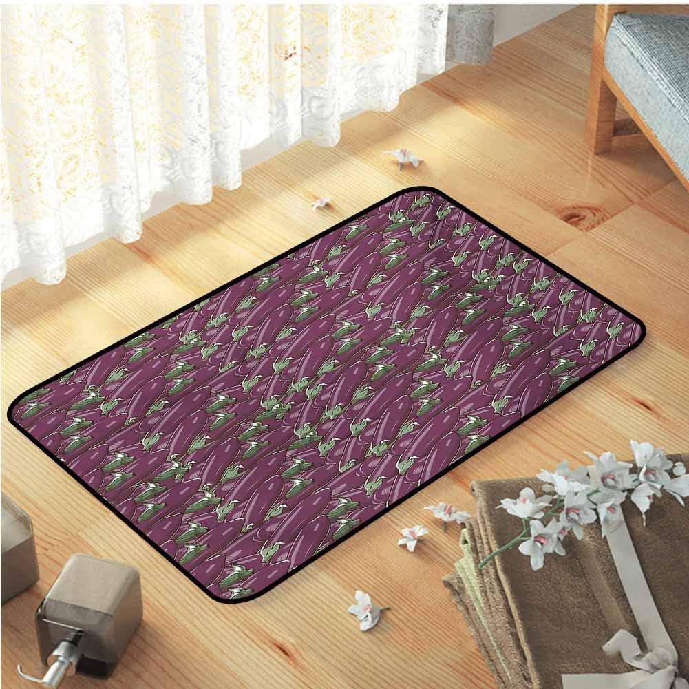 Anyangeight Eggplant Bath Mats, Retro Inspired Stacks of Delicious Eggplants