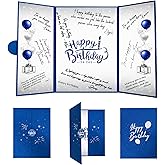 Crenics Blue and Silver Birthday Decorations for Men or Women, Creative Birthday Guest Book Alternative, Birthday Signature Book 18 x 12 inch, Great Birthday Gifts for Girls Boys