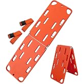 Foldable Spine Board Stretcher with Backboard Straps for Patient Transport | Portable EMS Rescue Backboard Lightweight, 73x19.5in, Orange