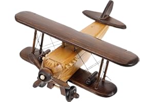 MAGICLULU Wooden Airplane Model Small Vintage Plane 3D Propeller Airplane Wood Aircraft Retro Figurines for Plane Desktop Ornament 7.86 x 7.86 x 3.93Inch Random Color