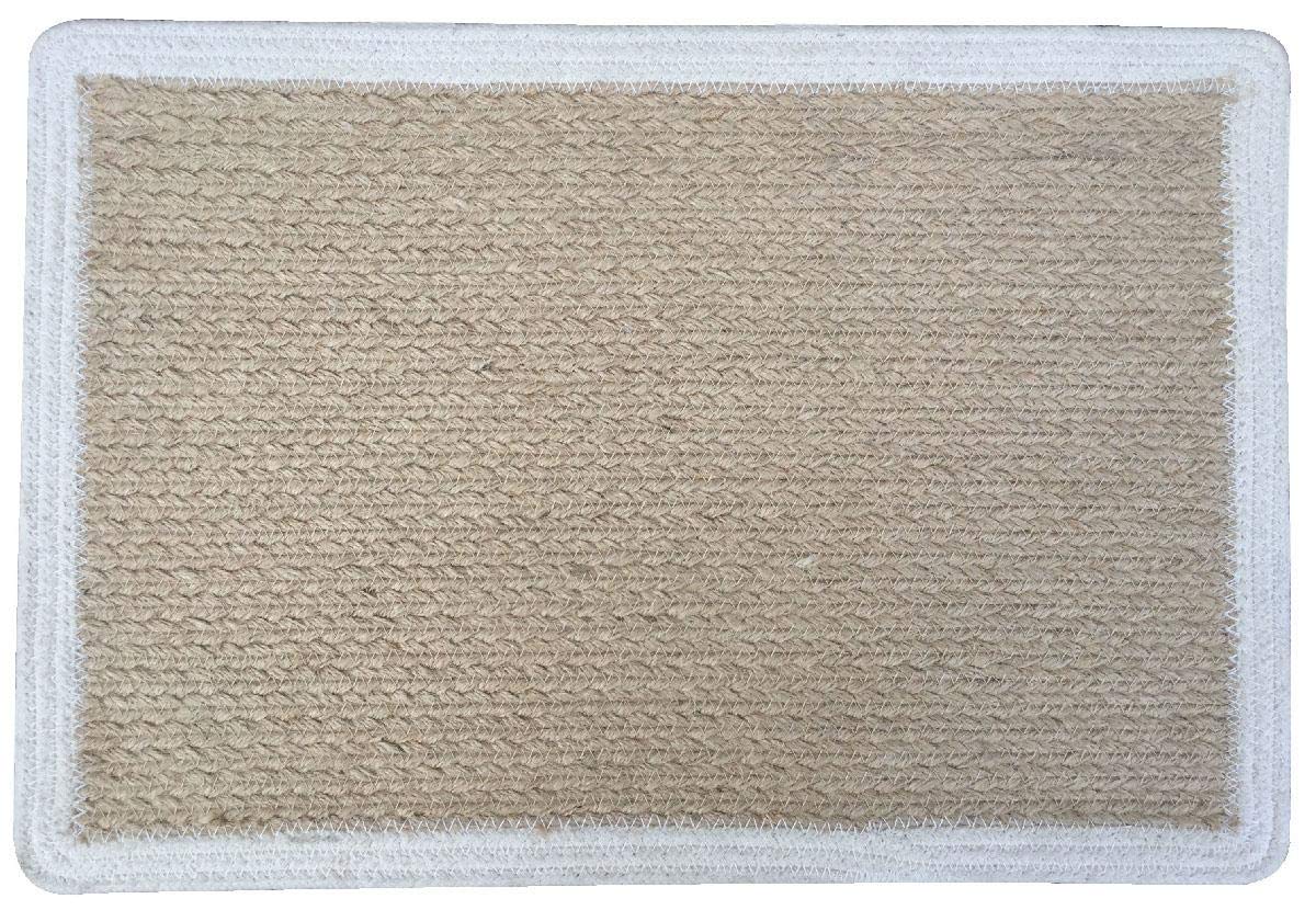 Home Interiors Natural Jute Placemats, 45cm x 32cm - Set of 4, White border