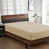 FreshCulture Twin Fitted Sheet - Hotel Quality - Ultra Soft & Breathable - Brushed Microfiber - Deep Pocket - Cooling Fitted Sheet for Twin Size Bed (Beige)