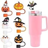 7PCS Halloween Straw Cover Cap for 30&40 Oz Tumbler, Reusable Drinking Straw Topper Compatible with Stanley for 10 mm Drinking Straw Topper