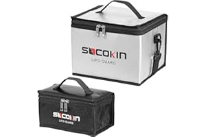 Socokin Lipo Battery Safe Bag Fireproof Explosionproof Large Capacity Bag for Charge and Storage with Detachable Adjustable Shoulder Strap (2 Pack)