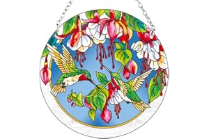 ANFURI Hummingbird Suncatcher Stained Glass - Hummingbird Gifts for Women, Birds Suncatchers for Windows - Birds Window Hangings with Chain and Hook, 6 inch Stained Glass Suncatcher for Mom